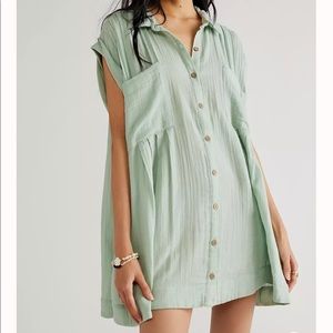 Free People Not So Basic Shirtdress Tunic in Subtle Green